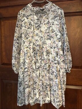 torrid Cream Floral Long Sleeve Tiered Dress